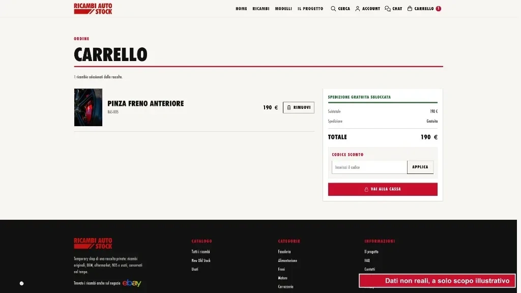 Carrello con un ricambio, totale e spedizione gratuita