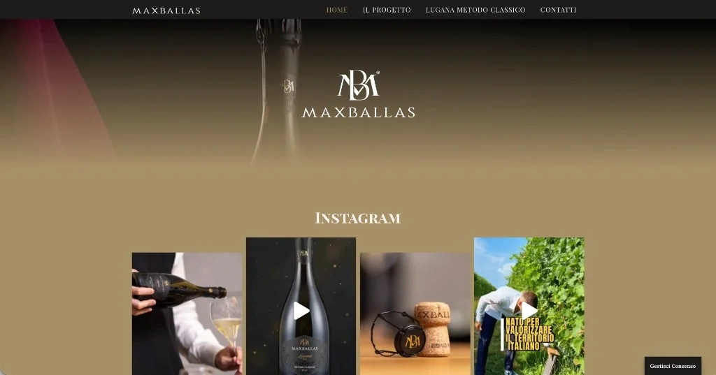 Sezione Instagram del sito MaxBallas con fotografie di prodotto e territorio