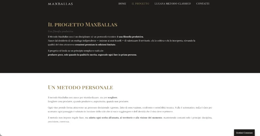 Pagina Il progetto MaxBallas con la filosofia produttiva