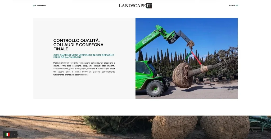 Collaudo e movimentazione di una pianta esemplare in cantiere